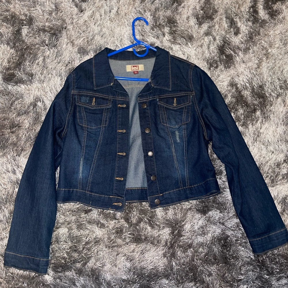 Dark Blue Cropped Jean Jacket